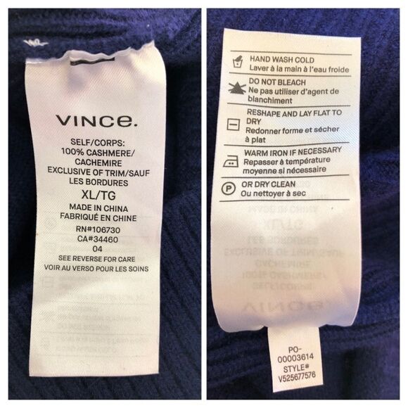 Vince Deep V-Neck Blue Cashmere Sweater - Picture 7 of 8